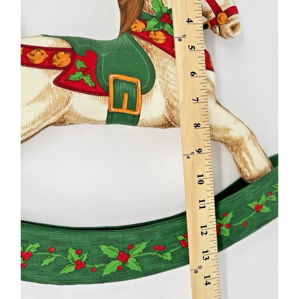 Christmas Rocking Horse Stand Up Decor‎ Quilted Fabric Holiday Shelf Tabletop